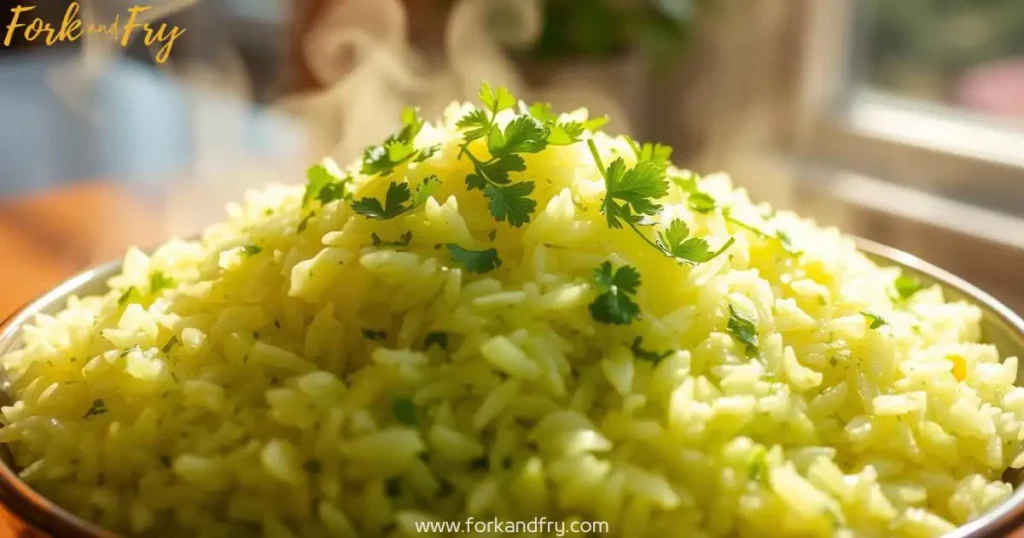 Fluffy cilantro lime rice with fresh cilantro and lime zest, perfect for seafood.