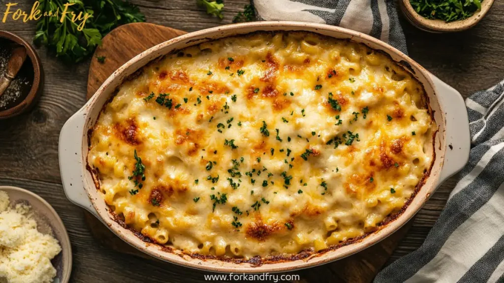 5 cheese mac and cheese in baking dish