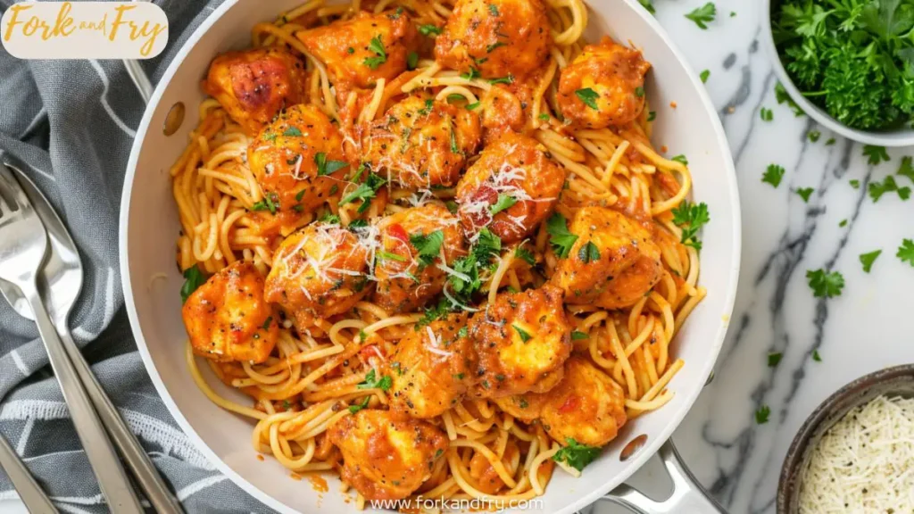 Garlic Butter Chicken Bites with Creamy Parmesan Pasta Recipe