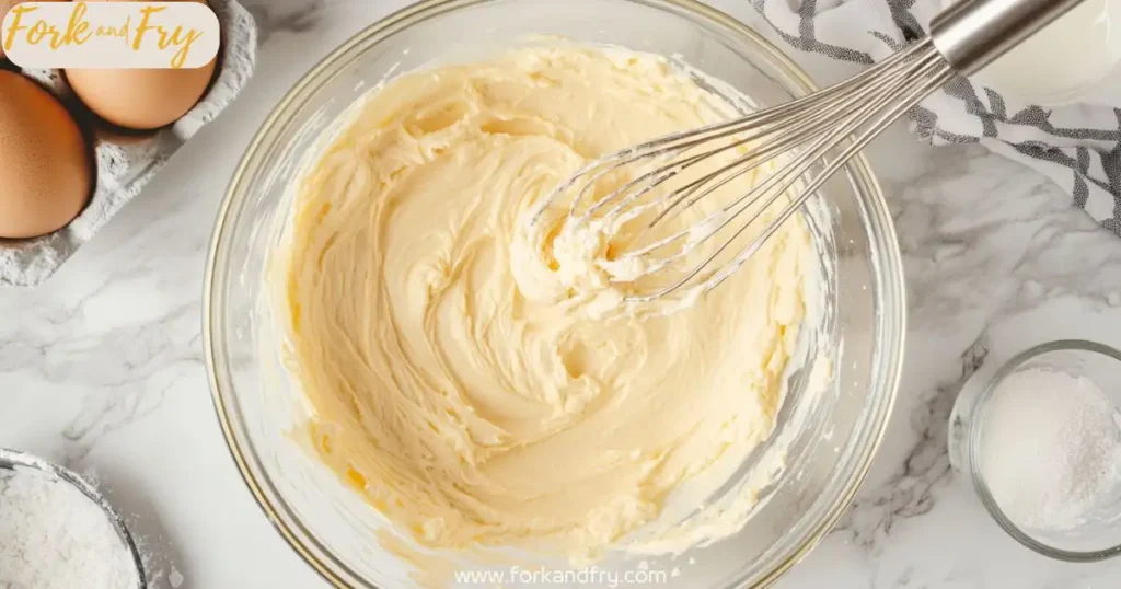 greek yogurt cake step one Mixing Greek yogurt cake batter