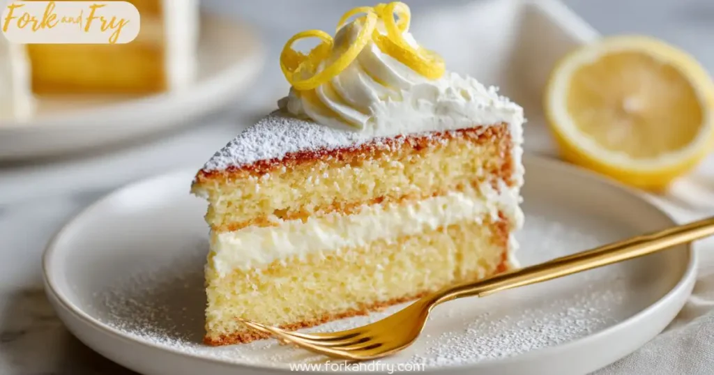 slice of lemon mascarpone cake