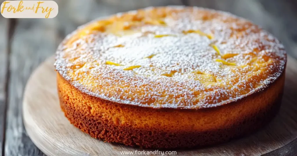 rustic greek yogurt cake Rustic Greek yogurt cake with powdered sugar and lemon zest