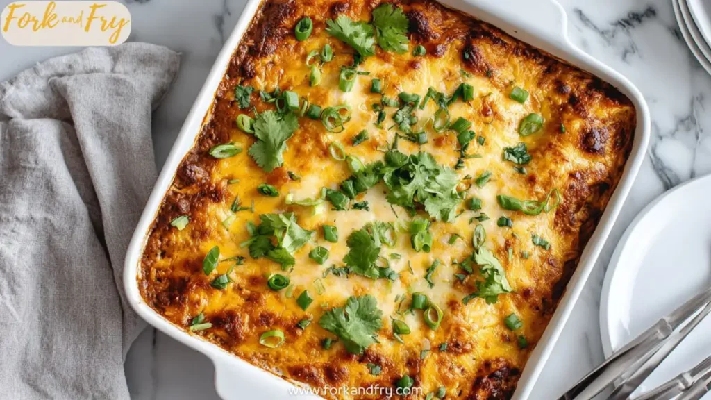 Cheesy Beef Enchilada Casserole with Rice and Beans