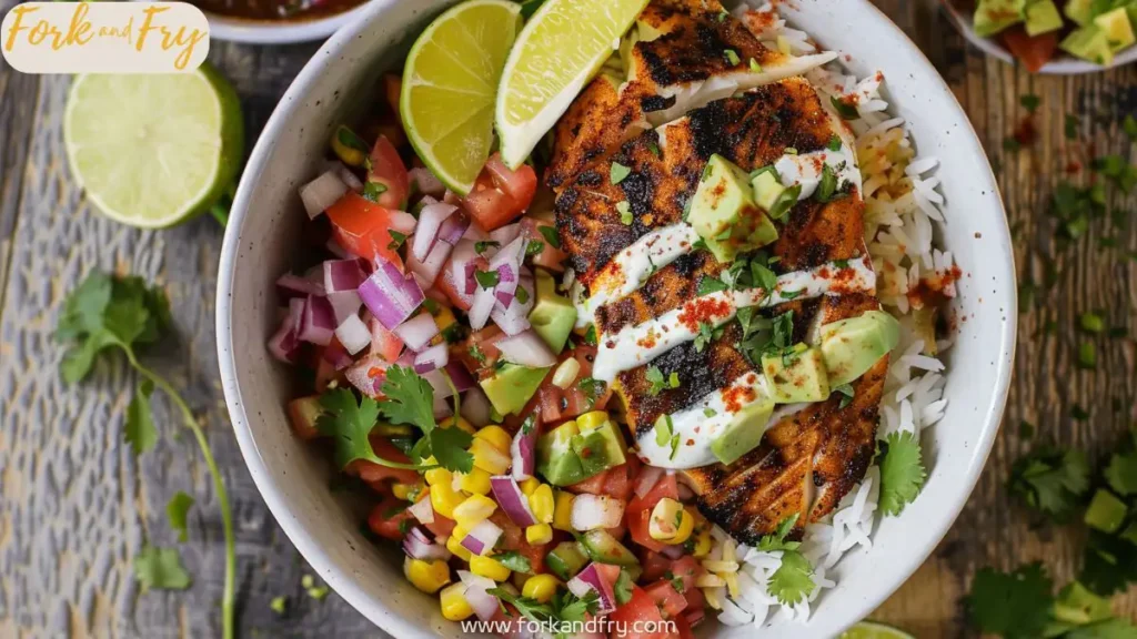 Blackened Fish Taco Bowl with Avocado Drizzle