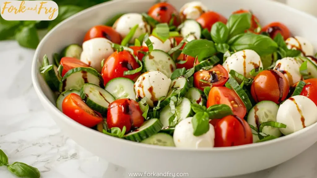 Cucumber Caprese Salad with Mozzarella Balls