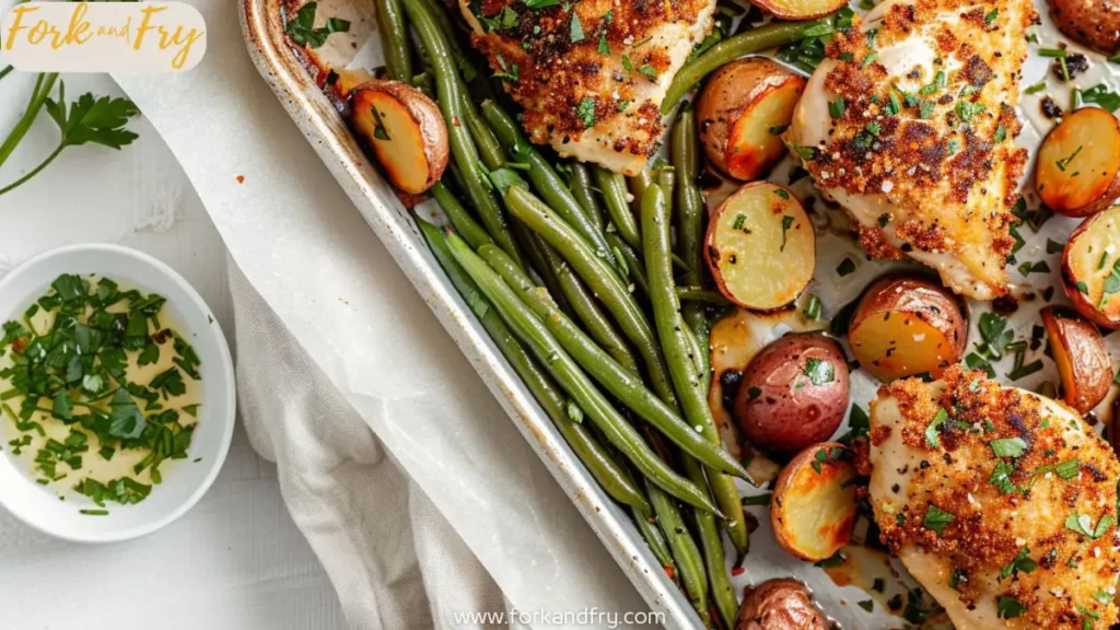 Parmesan Crusted Chicken and Veggie Sheet Pan Dinner