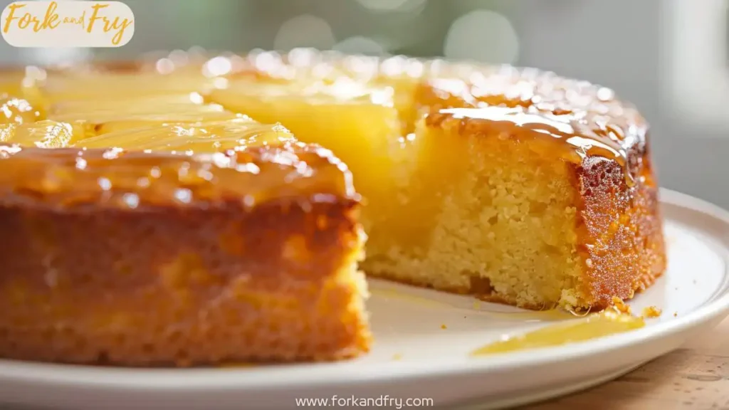 Pineapple Glazed Yellow Cake in Round Pan