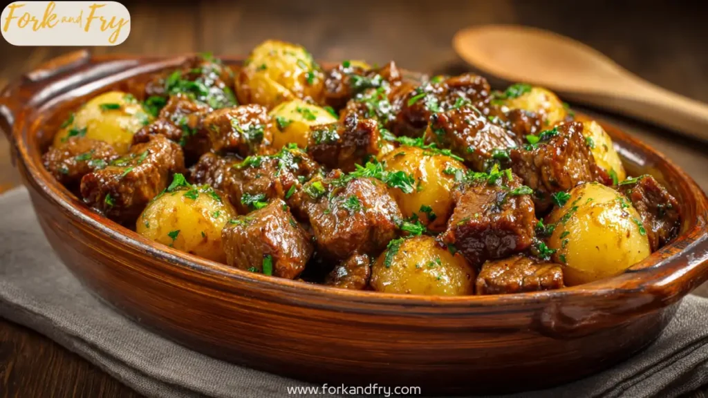 Garlic Butter Beef Bites and Potatoes Crock Pot Meal