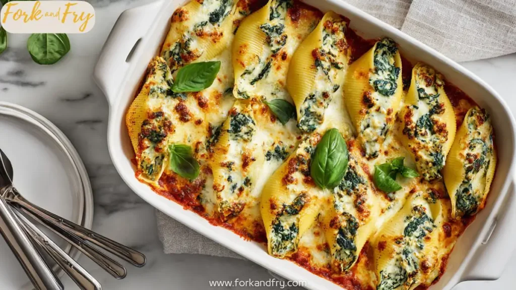 Creamy Spinach and Ricotta Stuffed Pasta Shells in Tomato Sauce