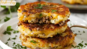 Crispy Potato Pancakes Stuffed with Savory Ground Beef and Cheese