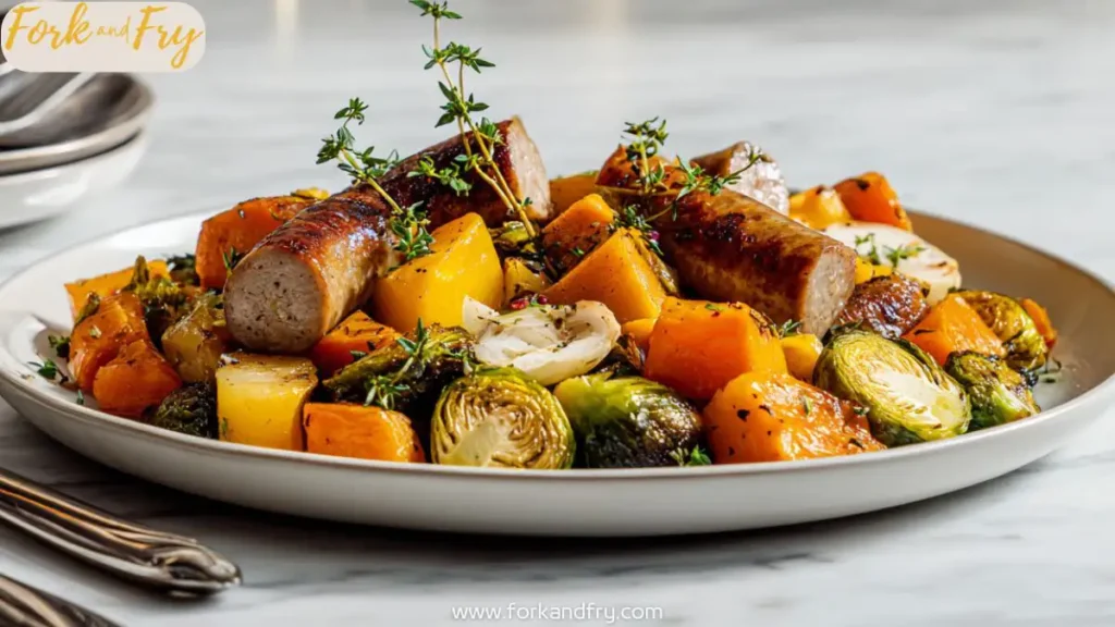 Roasted Butternut Squash and Brussels Sprouts with Sausage – Fall Sheet Pan Dinner