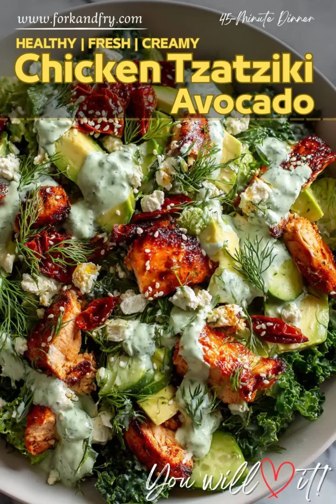 Creamy Avocado Chicken Salad with Herbs & Tzatziki