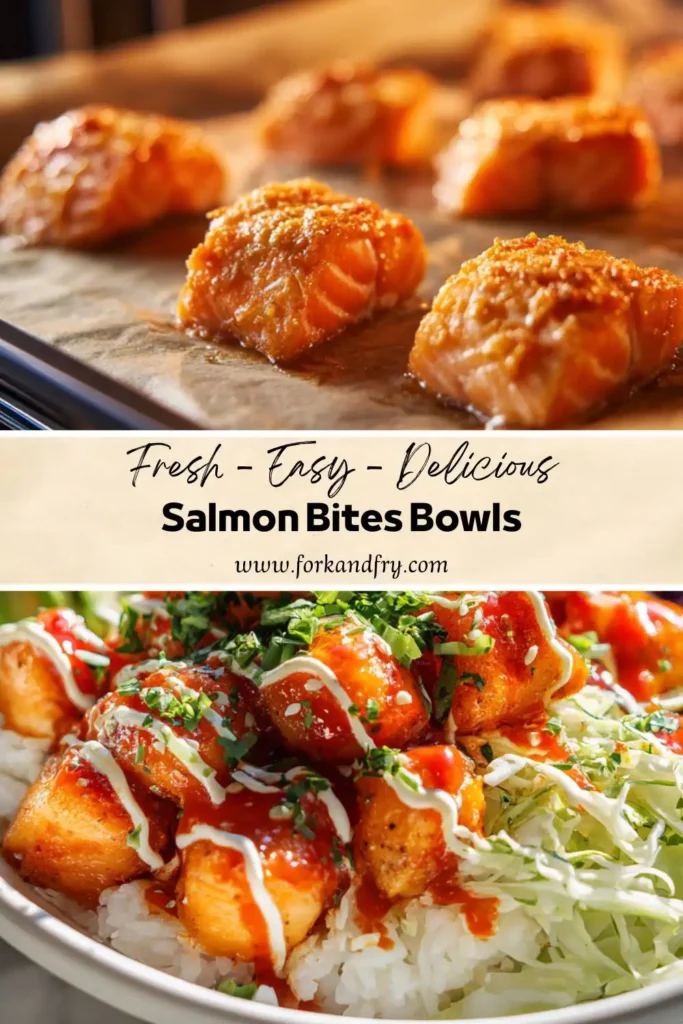 Bang Bang salmon bites in a rice bow Bang Bang salmon bites in a rice bowl
