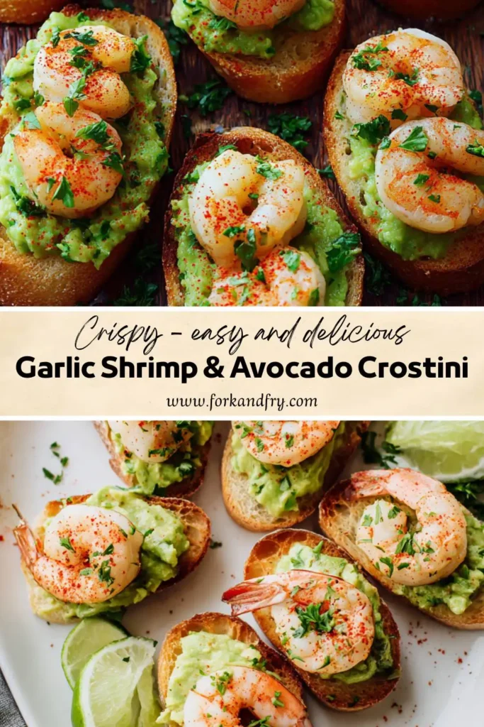 Bite-Size Shrimp Crostini with Avocado Spread