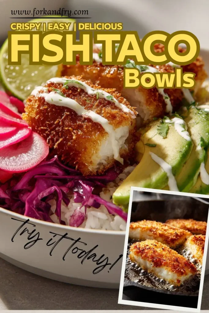 Breaded fish taco bowl Breaded fish taco bowl