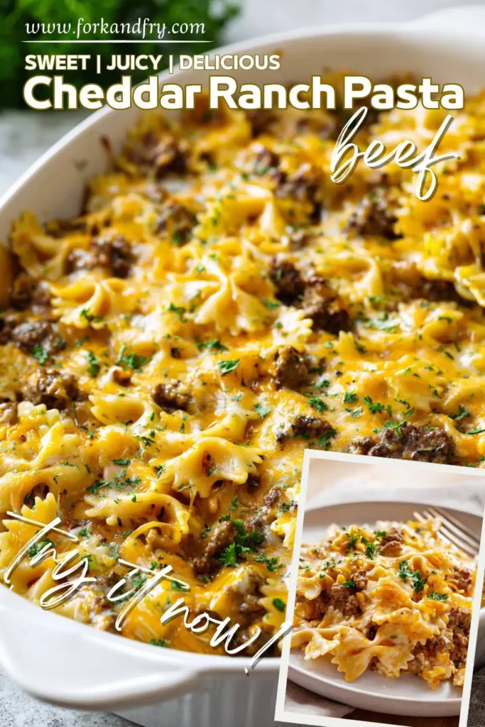 Cheddar Ranch Pasta Bake with Beef Corn Family-Style Cheddar Ranch Pasta Bake with Beef & Corn