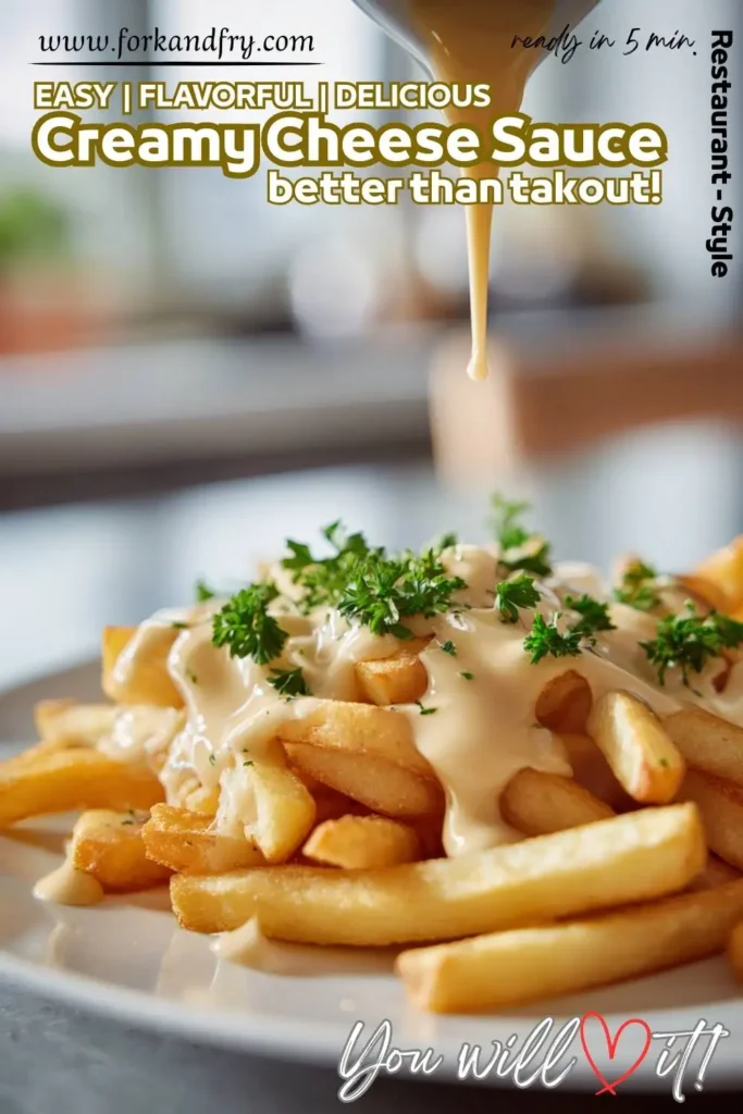 Cheese sauce being poured over steamed broccoli