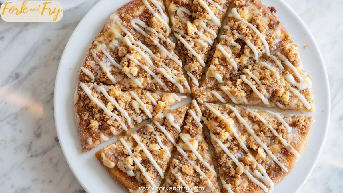 Golden Cinnamon Sugar Dessert Pizza with Vanilla Glaze