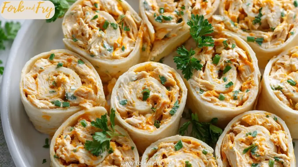 Creamy Chicken Ranch Pinwheels on White Plate