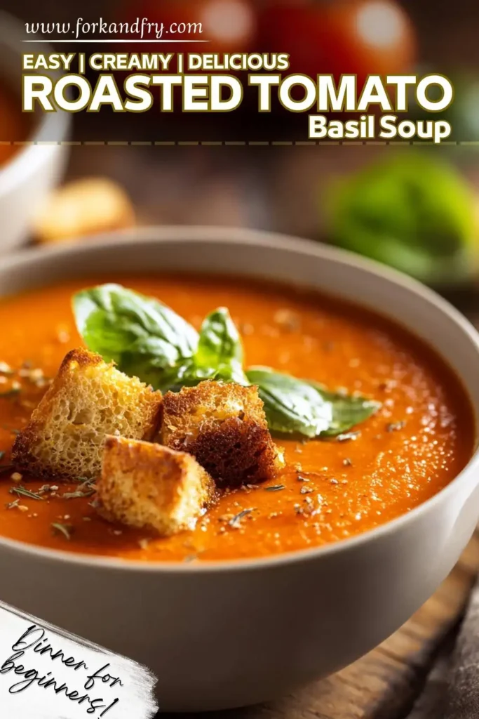 Easy Homemade Tomato Basil Soup with Croutons