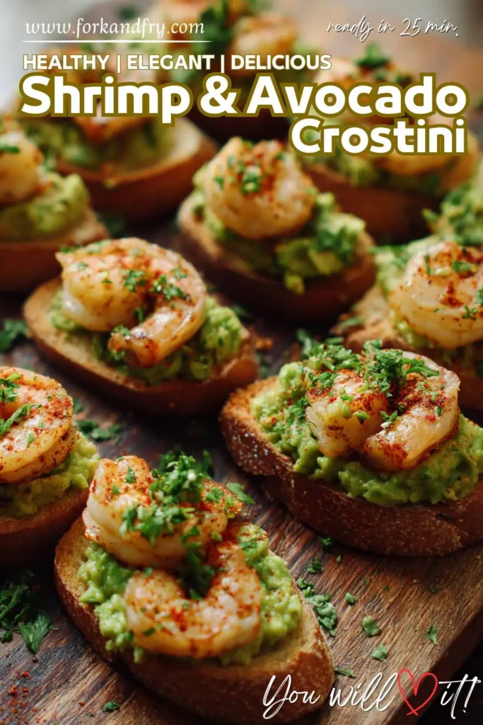 Garlic Shrimp Crostini Appetizers with Fresh Garnish