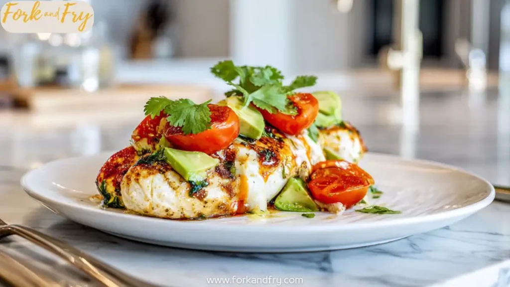 Grilled Chicken with Avocado and Tomato Topping