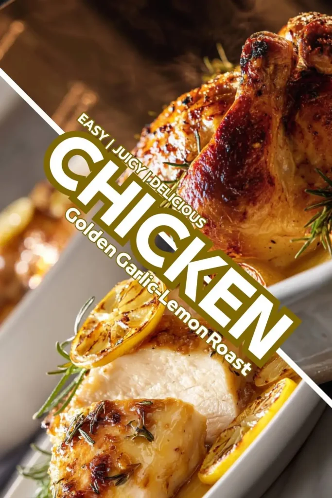 Juicy whole chicken roasted with lemon Juicy whole chicken roasted with lemon halves and buttery herbs in a cast iron pan.