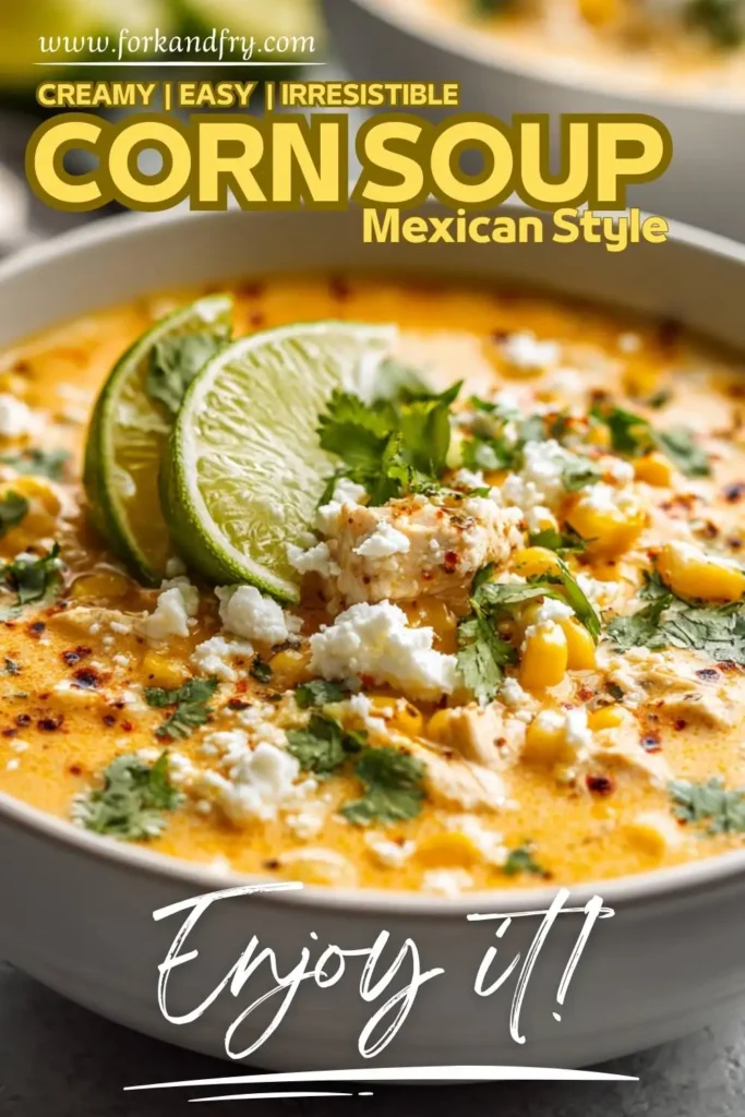 Street corn soup with jalapeños and cheese