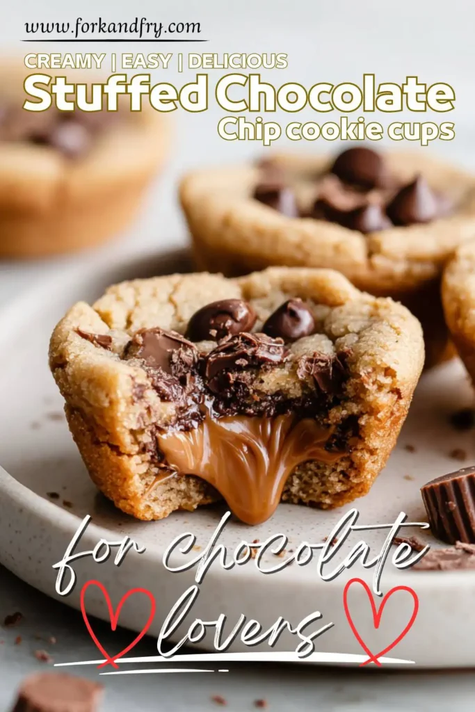 Reese’s chocolate chip cookie cups Baked dessert snack: Reese’s chocolate chip cookie cups