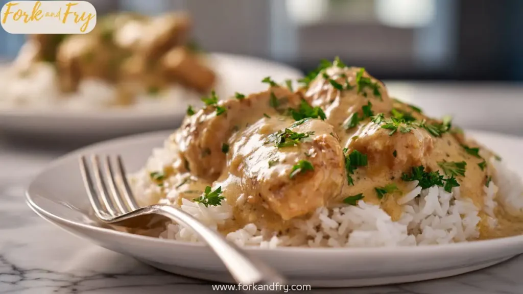 Creamy Smothered Chicken with Cheesy Rice