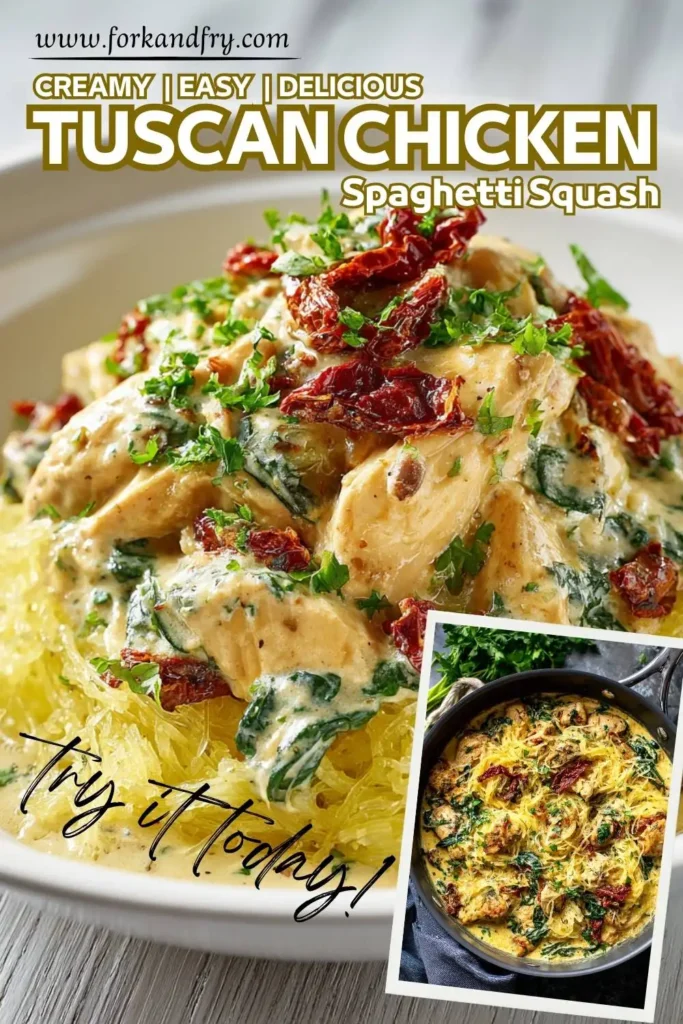 Spaghetti squash tossed with creamy chicken Spaghetti squash tossed with creamy chicken