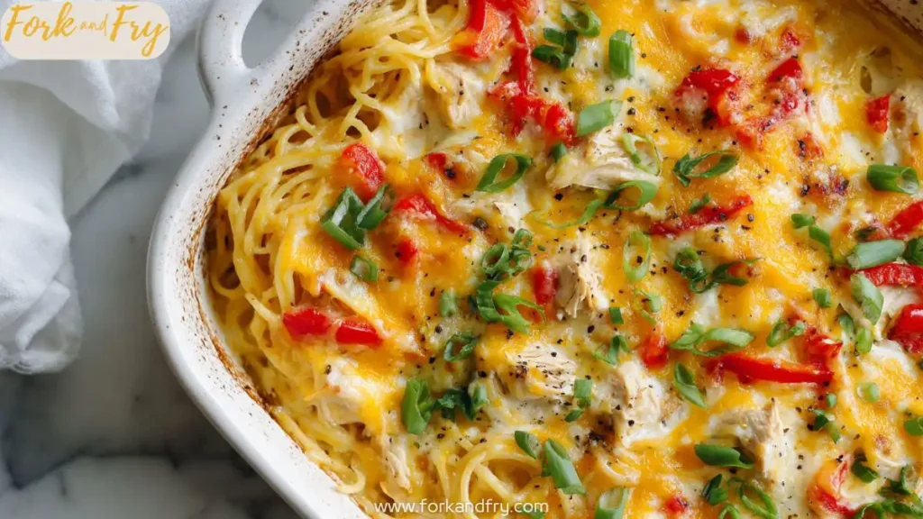 Southern Cheesy Chicken Spaghetti Bake with Bell Peppers