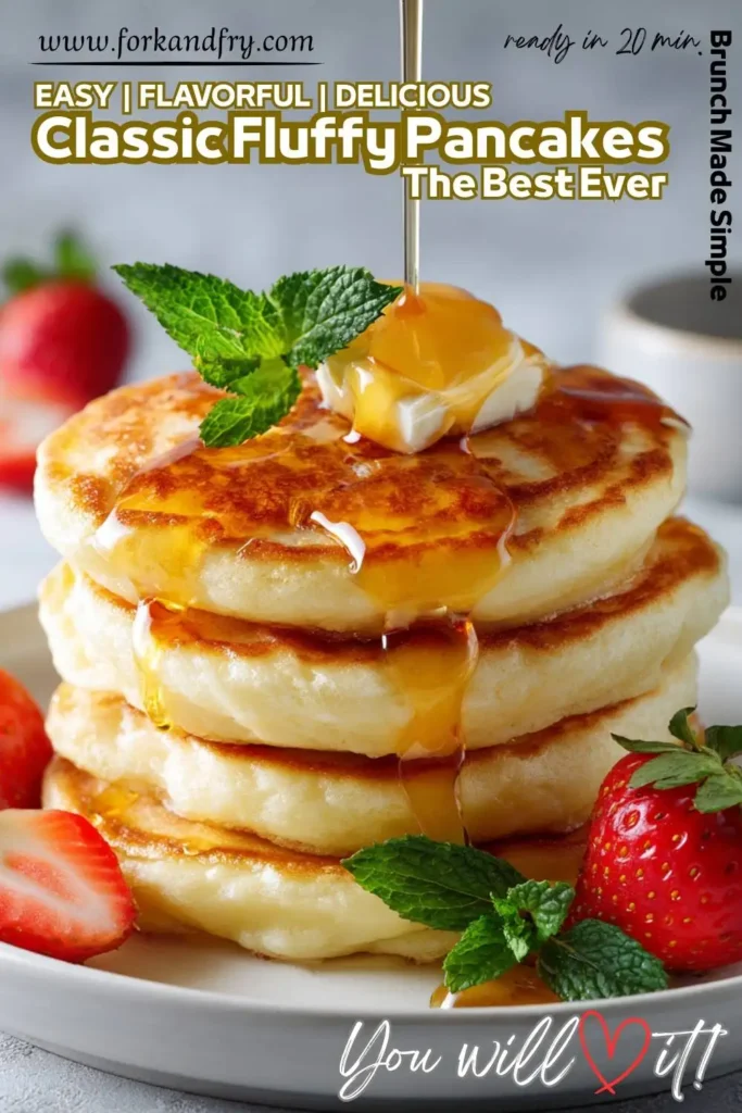 Stack of pancakes in a meal prep container with syrup