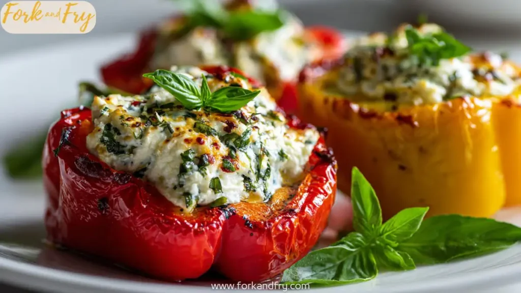 Ricotta-Stuffed Peppers with Basil & Spinach (Vegetarian Delight!)