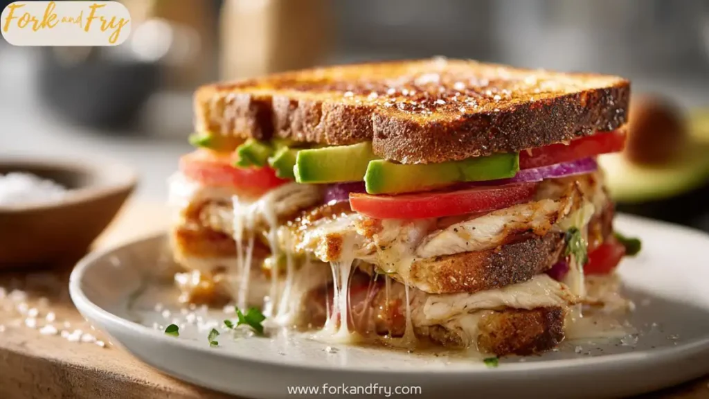 Crispy Chicken Avocado Melt Sandwich on Sourdough