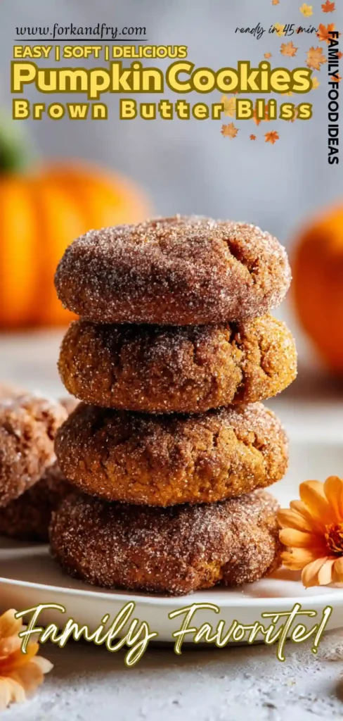 Chewy Pumpkin Puree Cookies with Warm Spices Close-up of soft-baked pumpkin cookies with cinnamon sugar
