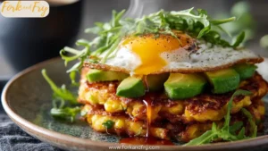 Sweet Corn Fritter Breakfast Stacks