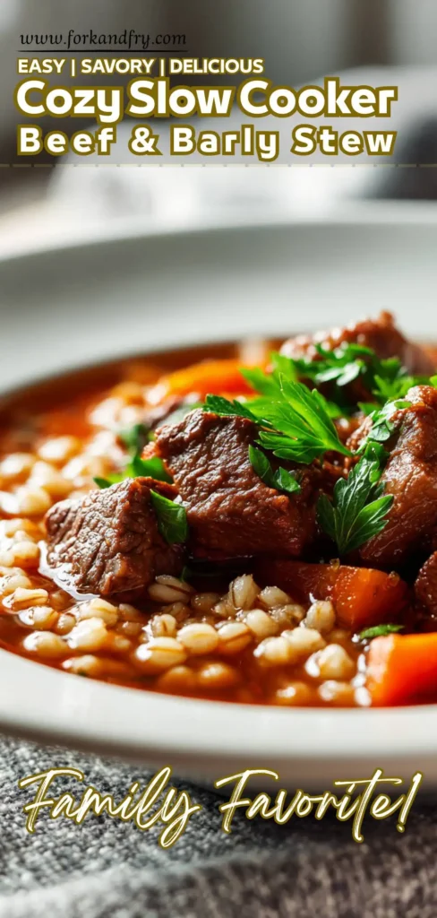 Hearty Beef Barley Stew for Cold Days Slow cooked beef barley soup with carrots and herbs
