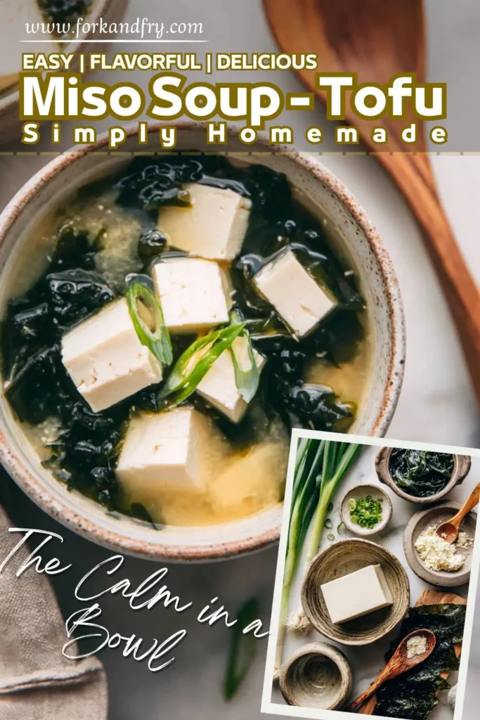 Miso soup served with tofu, scallions, and seaweed in clean modern setting