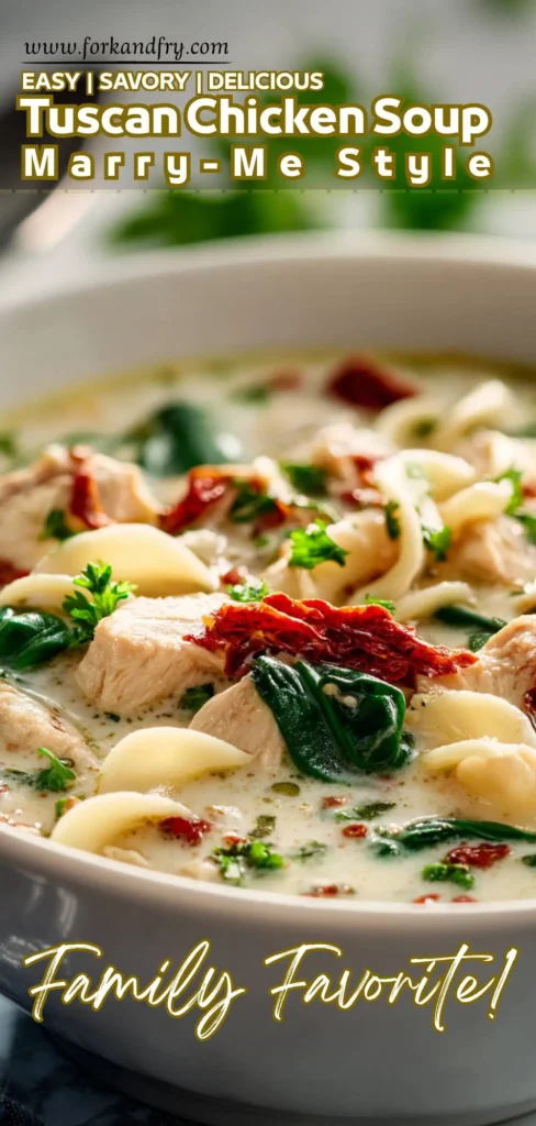 Hearty bowl of chicken soup with parmesan, spinach, and tender pasta in a creamy tomato broth