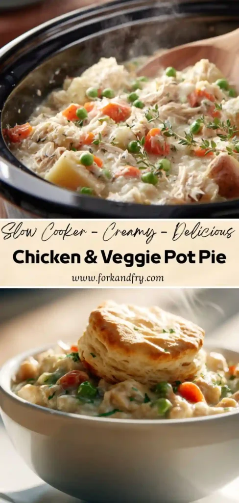 Weeknight Comfort Food You’ll Crave Slow cooker chicken dinner with golden biscuit and hearty filling