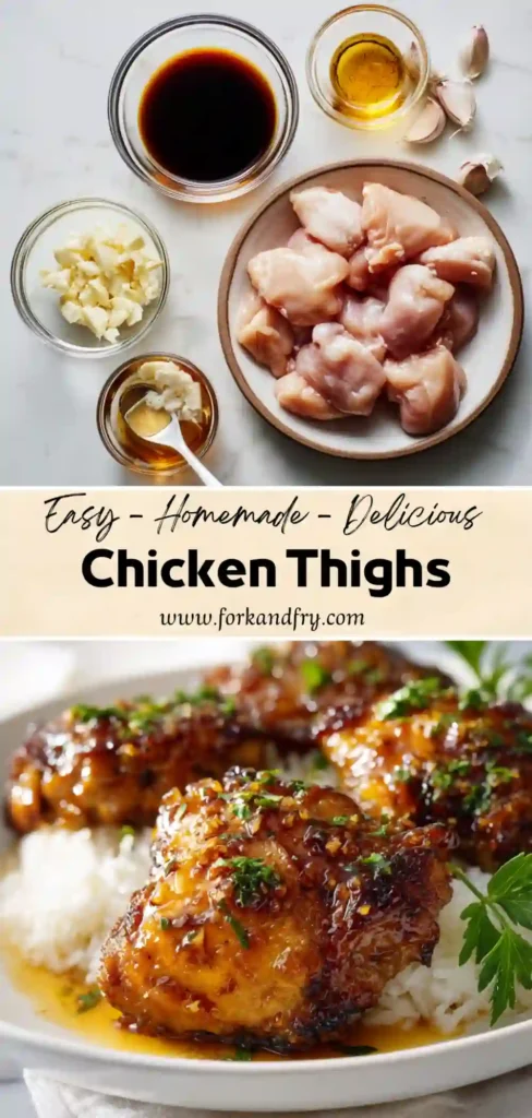 20 Minute Garlic Soy Chicken Dinner Crispy chicken thighs glazed with garlic honey soy sauce