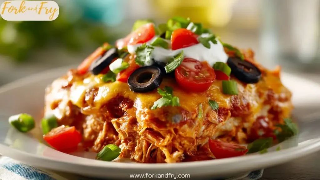 Gluten-free chicken enchilada casserole in slow cooker
