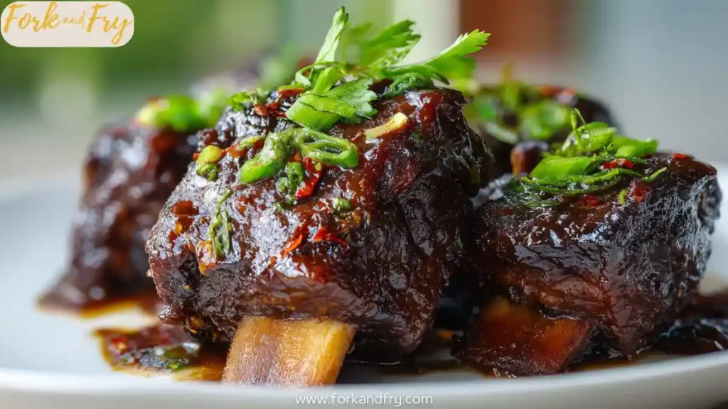 Slow cooker beef ribs in honey garlic soy glaze