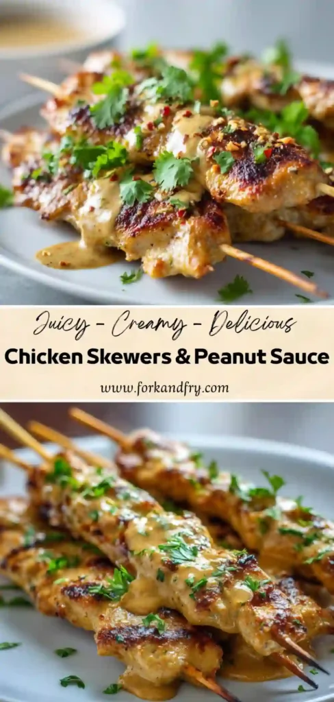Easy Chicken Satay Appetizer Grilled chicken on skewers with flavorful dipping sauce