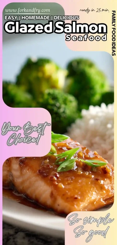 Seared salmon fillets glazed with sweet garlic sauce