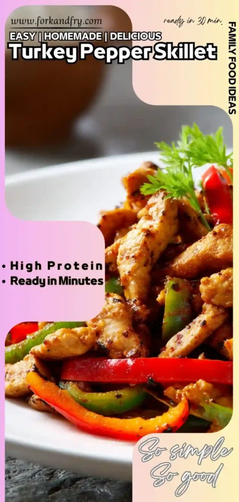 Bell pepper stir-fry with lean turkey, served over rice.