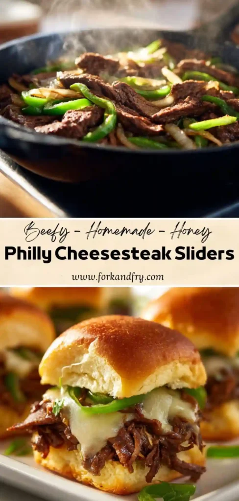 Mini steak sliders baked with cheese and onions