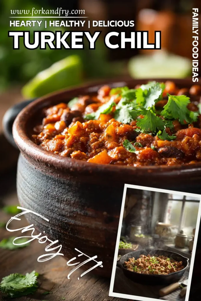 Weeknight-friendly crockpot chili made with turkey and beans