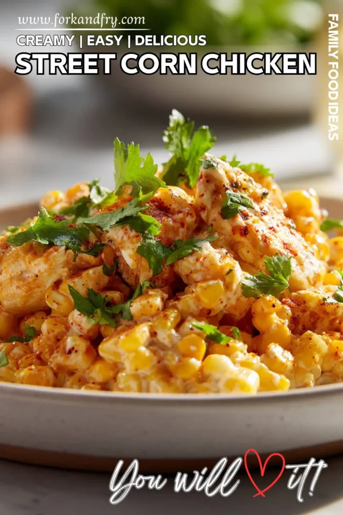 Street Corn Chicken in the Slow Cooker Cheesy shredded chicken with chili-lime corn in crockpot